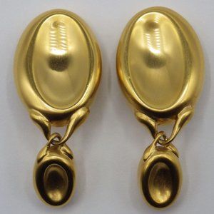 Authentic Gucci early 1980s Vintage Brushed Gold Thumbprint Concave Oversized